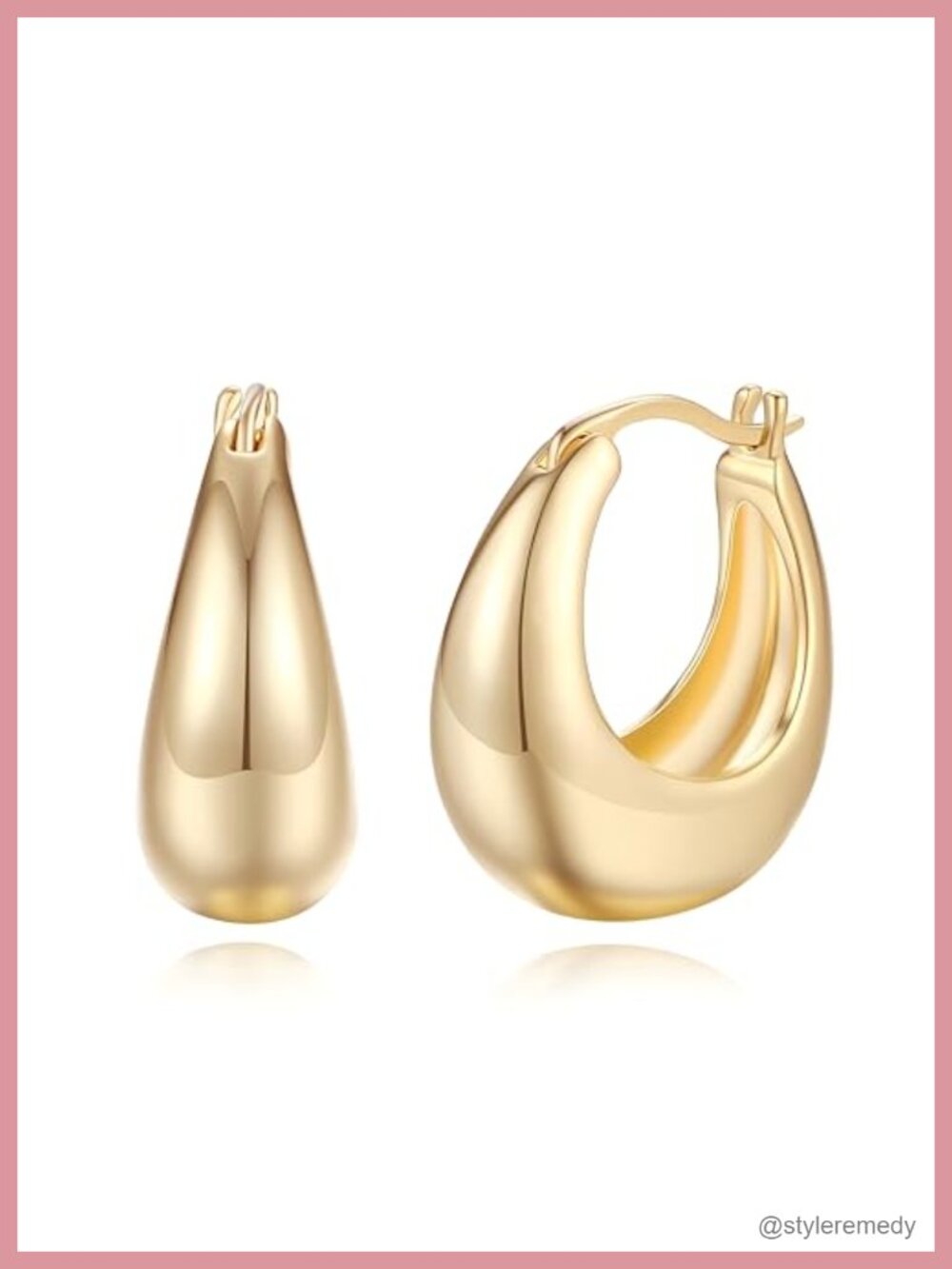 14K Gold Plated Chunky Hoop Earrings Textured Huggie Women Statement